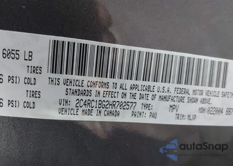 2017 Chrysler Pacifica Touring-L из США, поврежденный, VIN 2C4RC1BG2HR702577